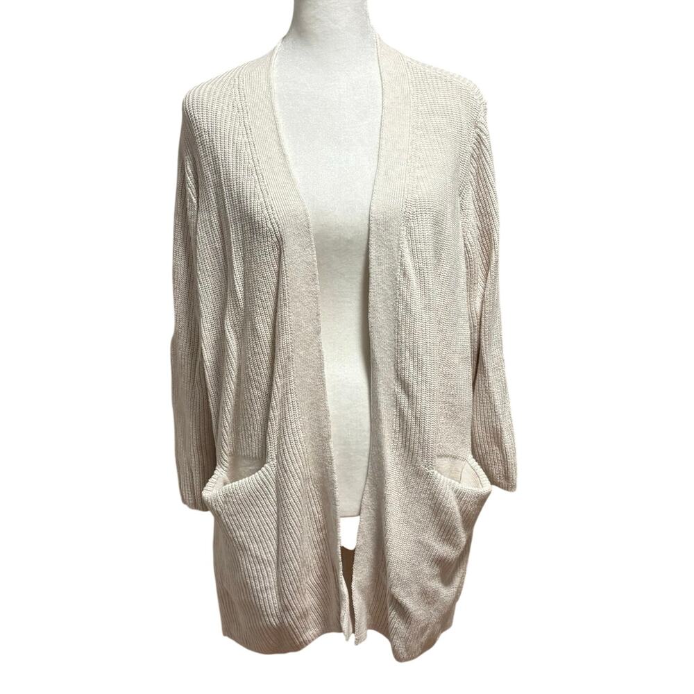 Old Navy Size LP PL Large Petite Cardigan Sweater Ribbed Knit Cream Pockets